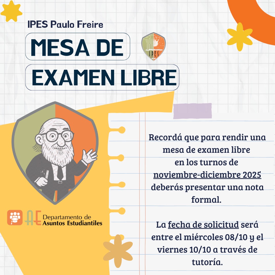 Mesas de exámenes libres – noviembre-diciembre 2025